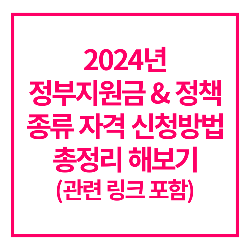 2024 정부 지원금 총정리