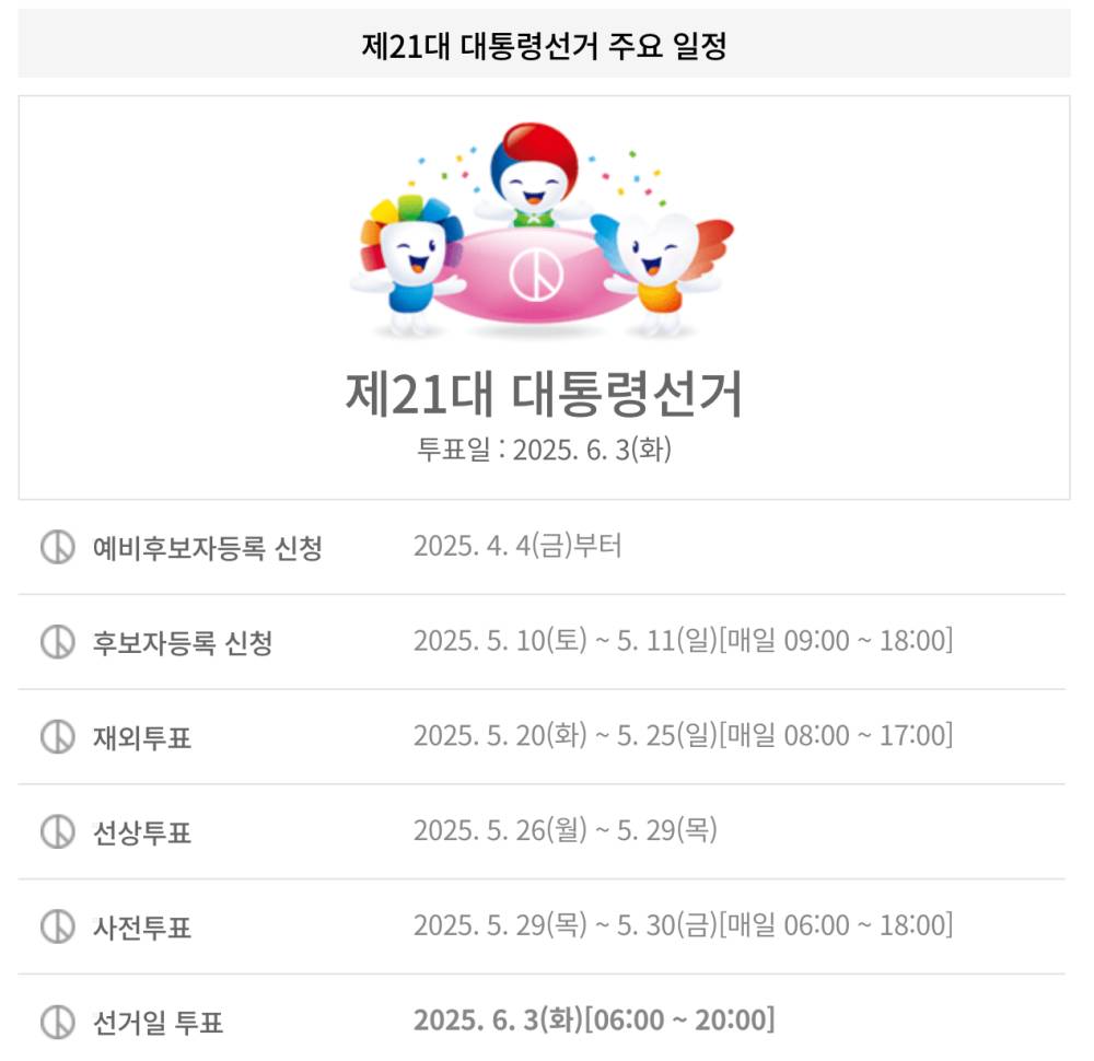 21대 대통령 선거 일정