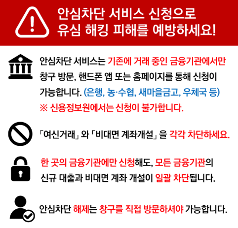 여신거래안심차단서비스 신청 방법