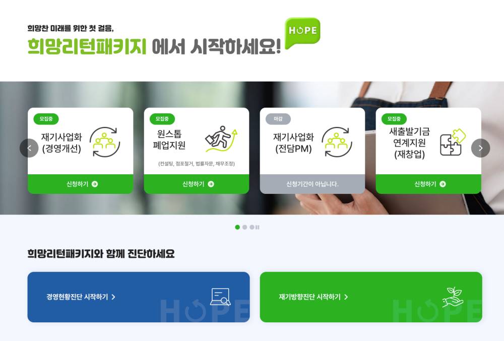 희망리턴패키지 신청 소상공인 경영위기 지원금