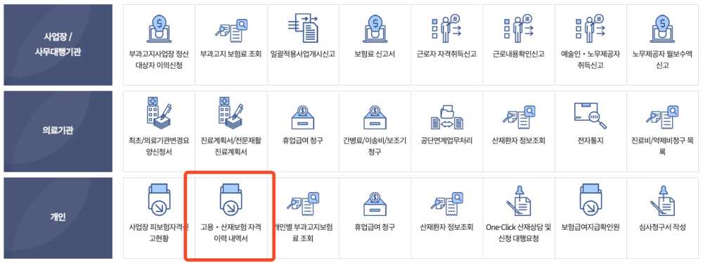 고용보험 가입이력 조회 근로복지공단