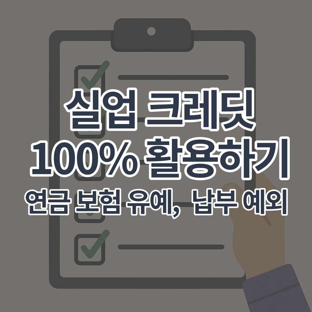 실업 크레딧 100% 활용하기, 실업 후 국민 연금 보험 유예 납부 예외 방법 실업 크레딧 100% 활용하기