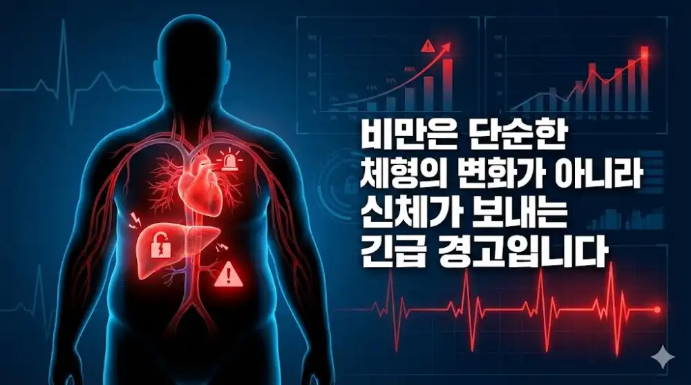 보이지 않는 위협 비만 신체 경고