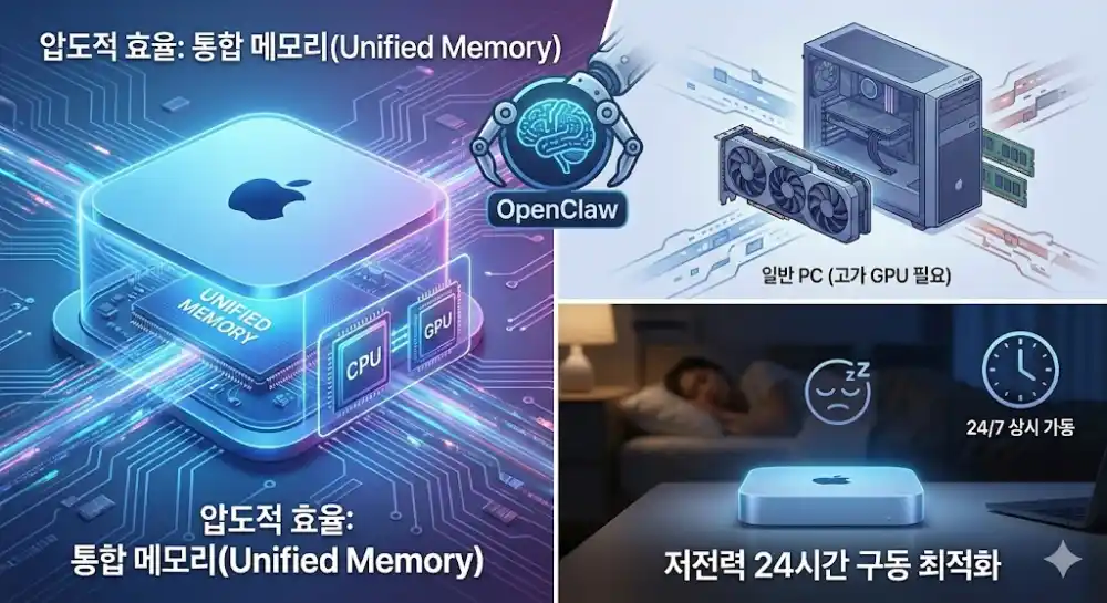 오픈클로 맥미니 조합 이유 장점