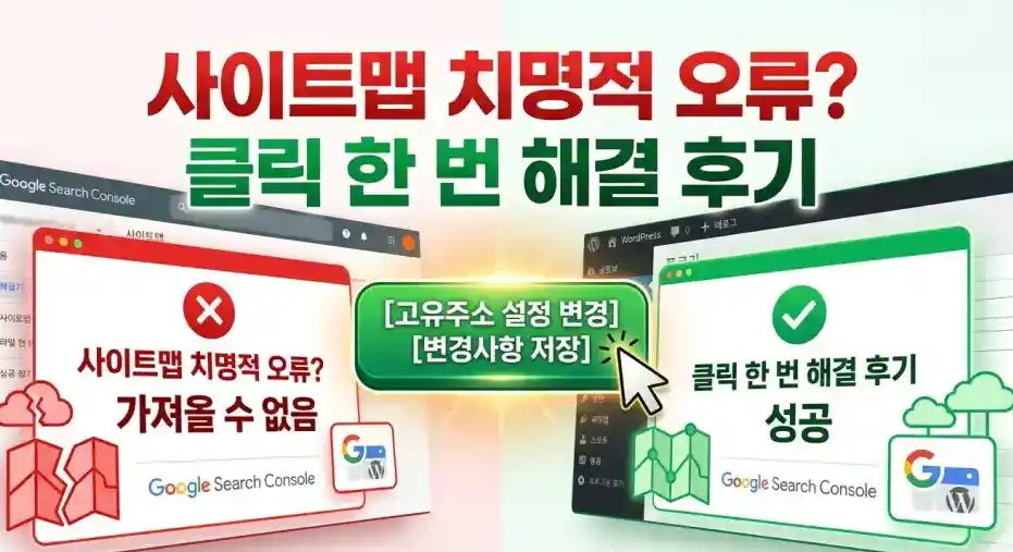 워드프레스 사이트맵 치명적 오류