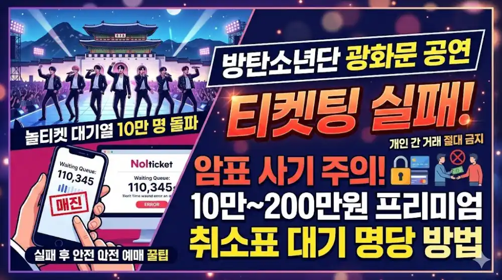 BTS 광화문 무료 공연 예매 취소표