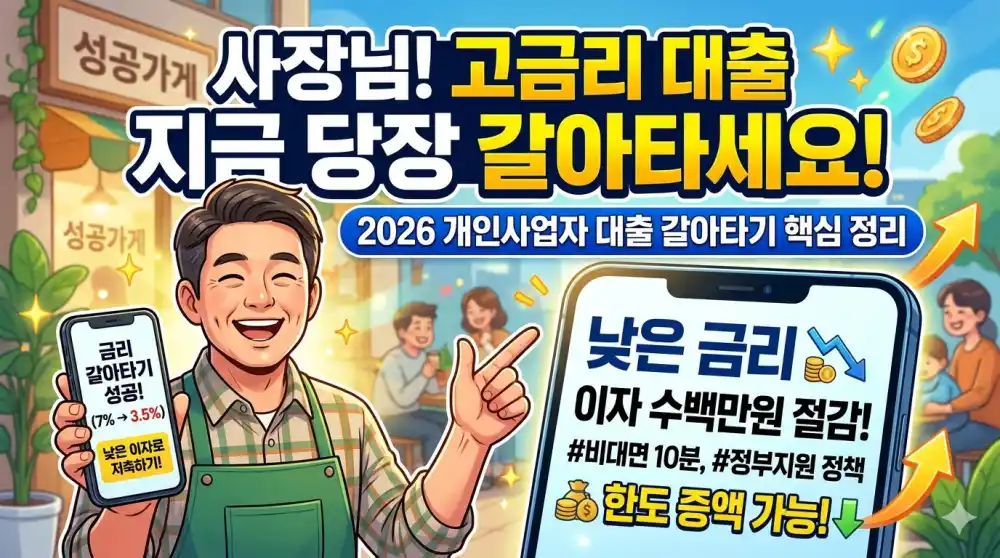 2026 개인사업자 대출 갈아타기 신청 방법 및 조건