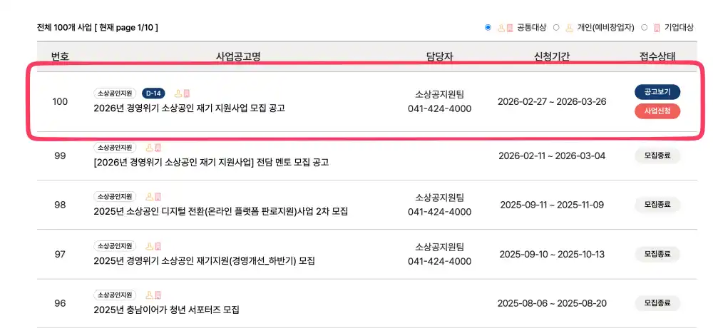 충남 소상공인 경영개선 자금 공고