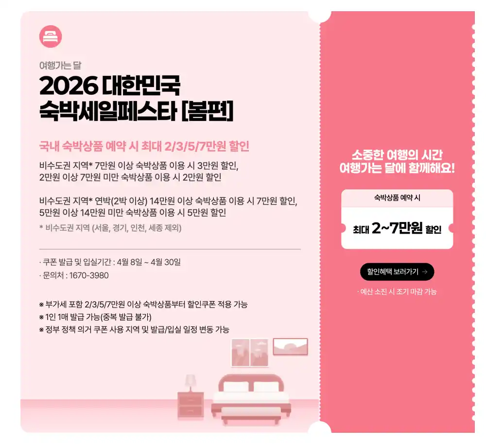 2026 숙박세일페스타 봄편 할인 혜택