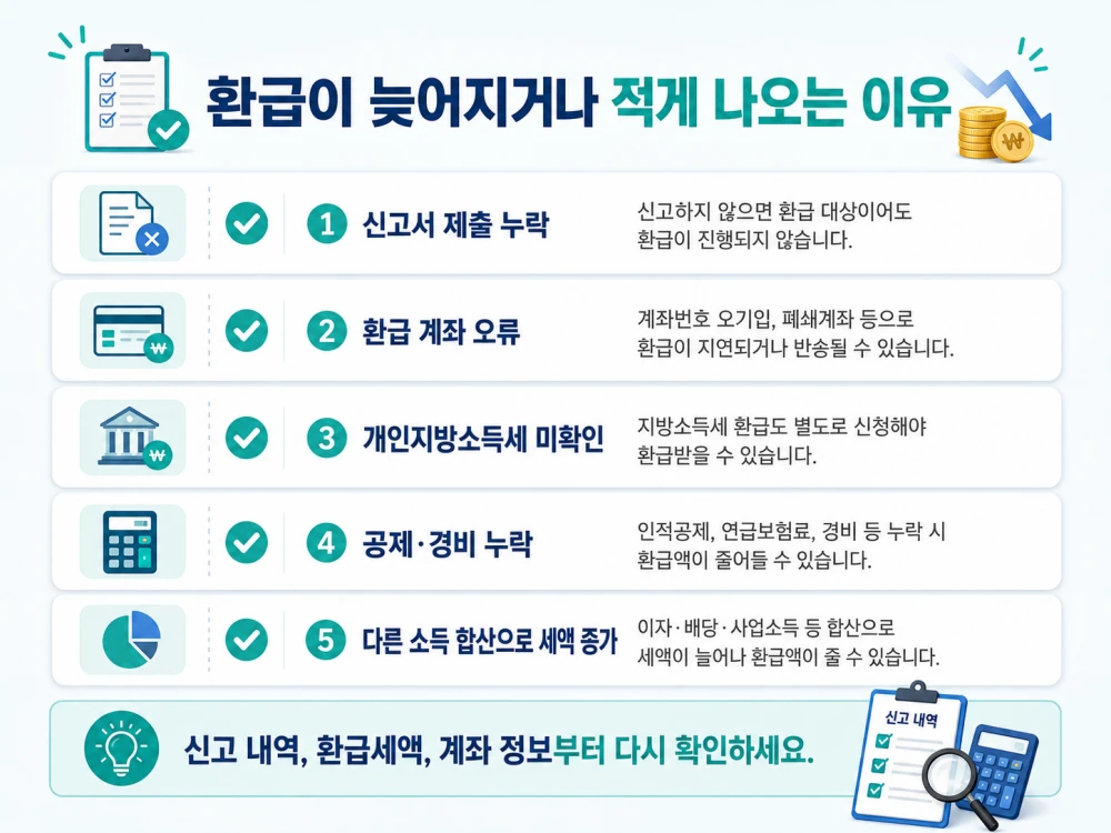 환급이 늦어지거나 적게 나오는 이유 5가지