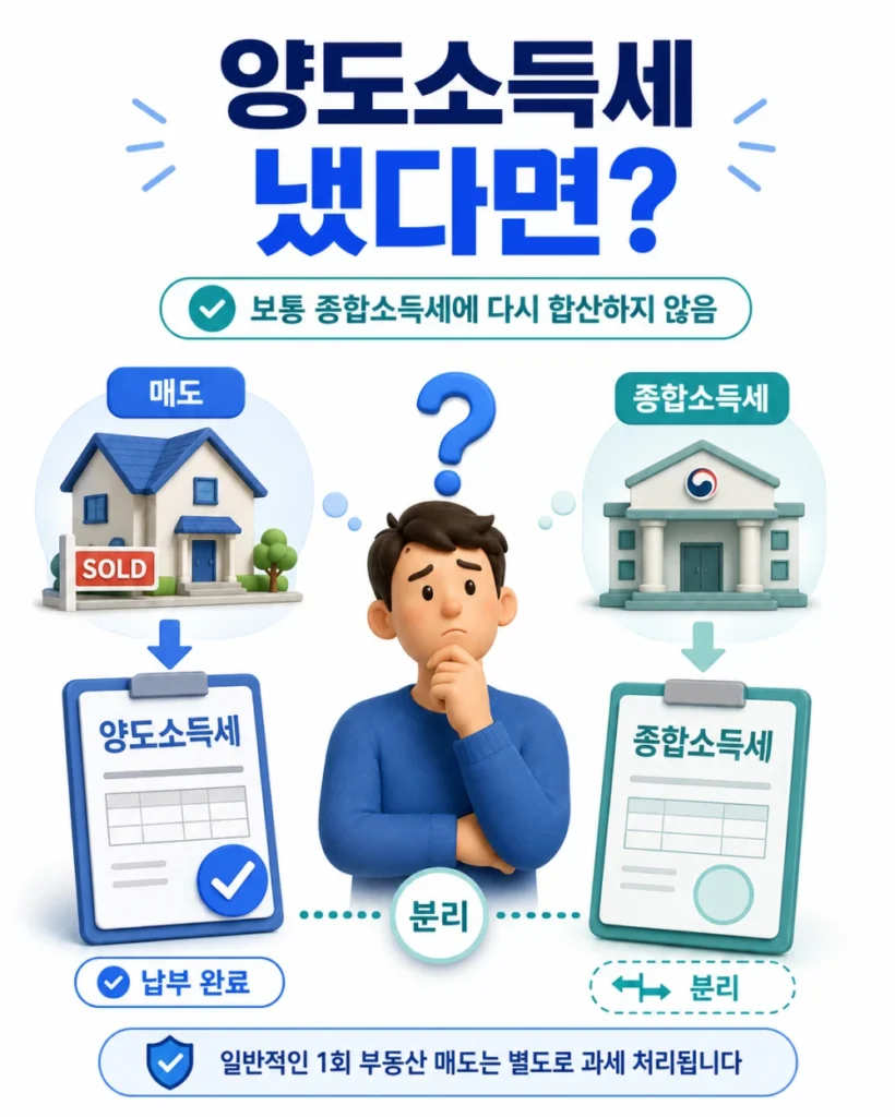 양도소득세 낸 이후 종합소득세 합산 여부