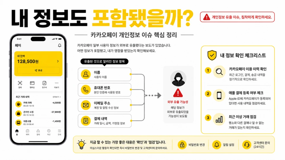 카카포페이 개인정보유출 포함 여부