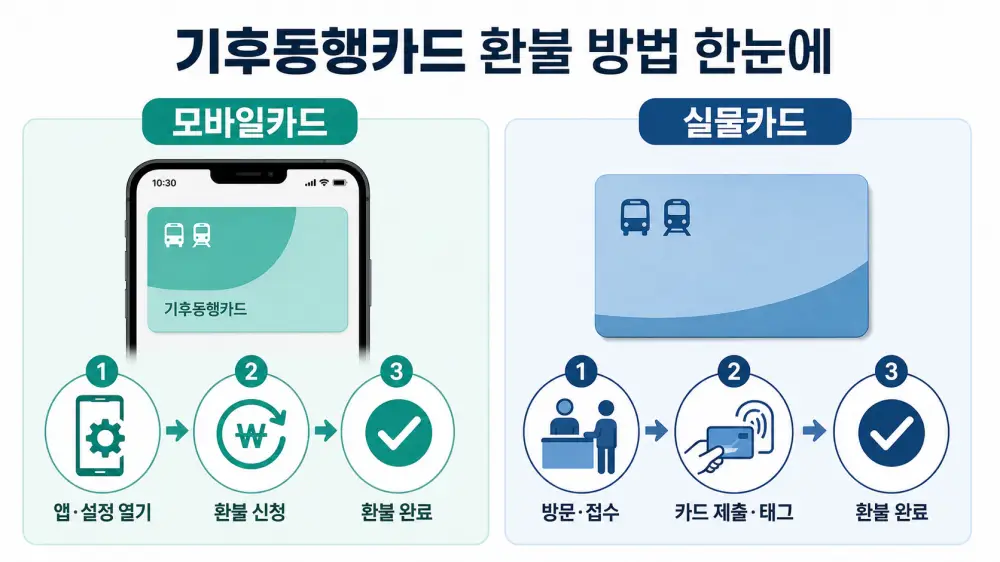기후동행카드 모바일카드와 실물카드 환불 방법 비교