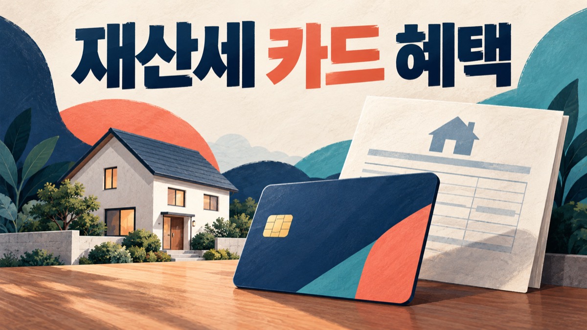 재산세 카드 혜택을 살펴보는 집과 카드 도해