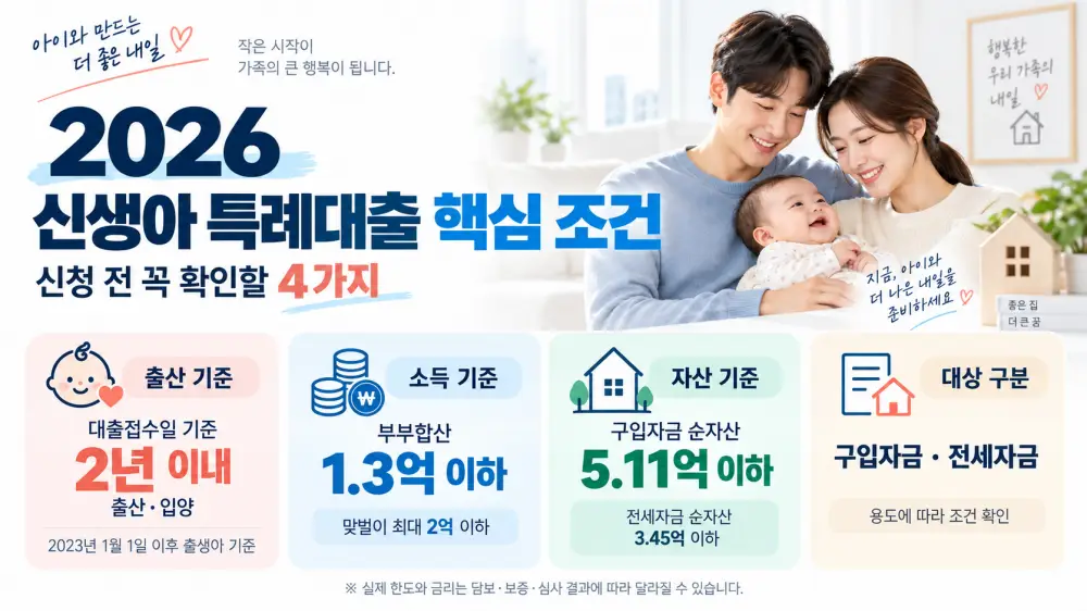 신생아 특례대출 핵심 조건