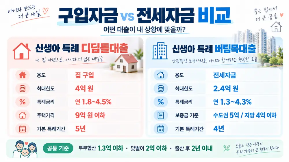 구입자금과 전세자금 비교