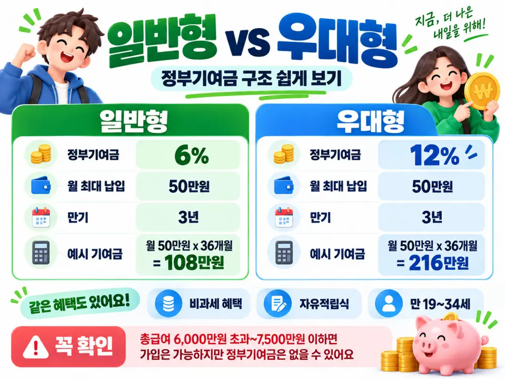청년미래적금 일반형과 우대형 차이